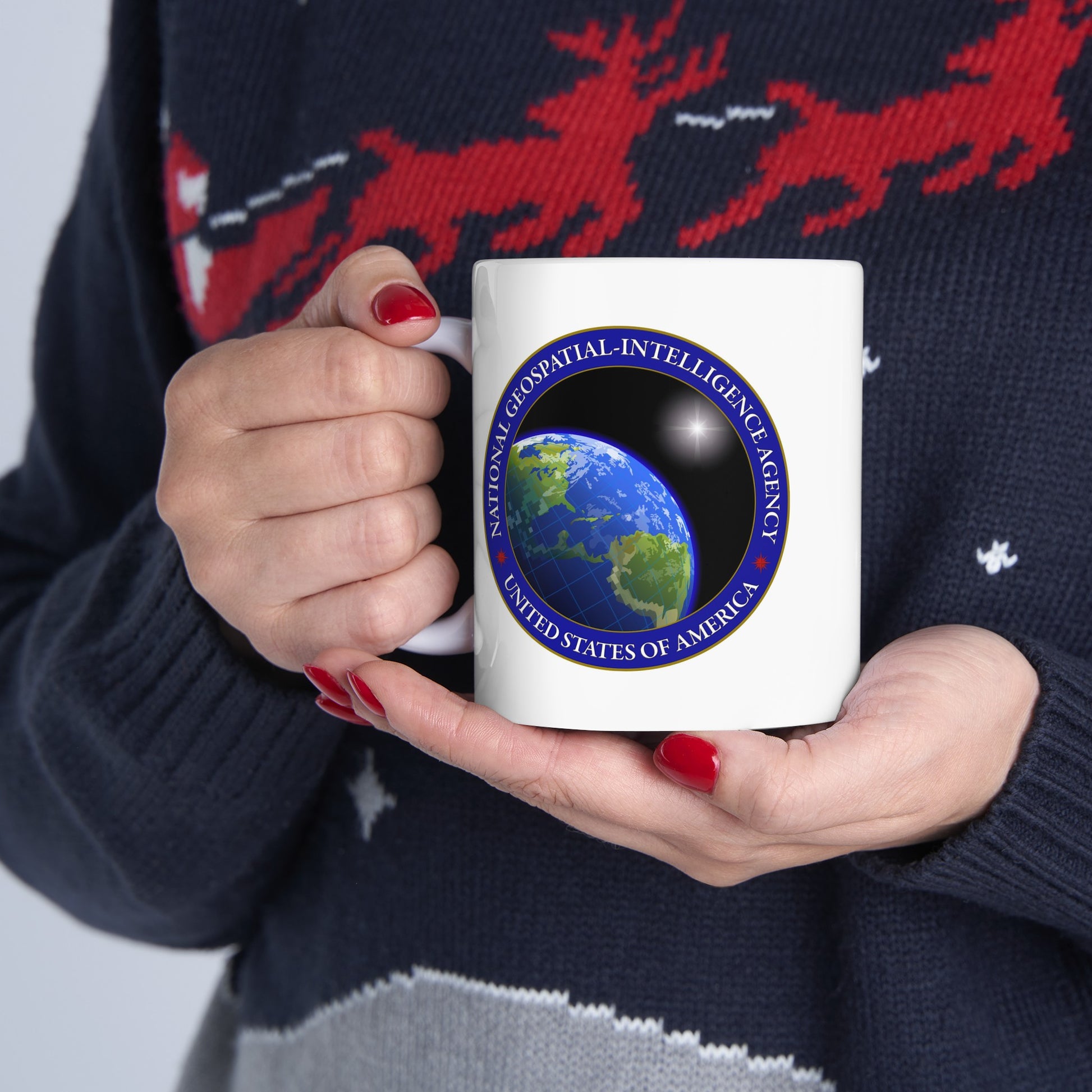 National Geospatial-Intelligence Agency Coffee Mug Double Sided White Ceramic 11oz by TheGlassyLass.com