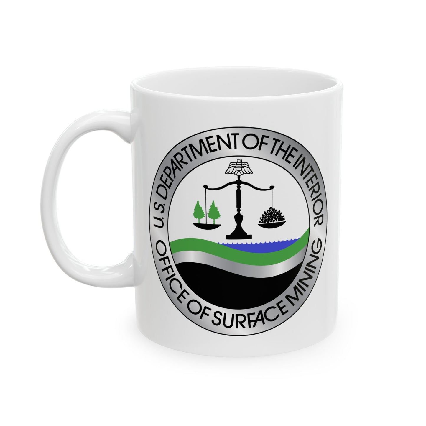 Department of the Interior Office of Surface Mining Seal Coffee Mug - Double Sided Print, White Ceramic, 11oz by TheGlassyLass.com