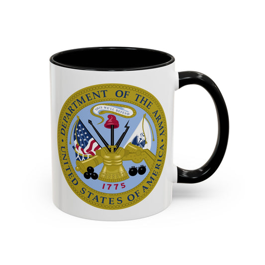 Department of the Army Seal Coffee Mug - Double Sided Print, Black Accent White Ceramic, 11oz by TheGlassyLass.com