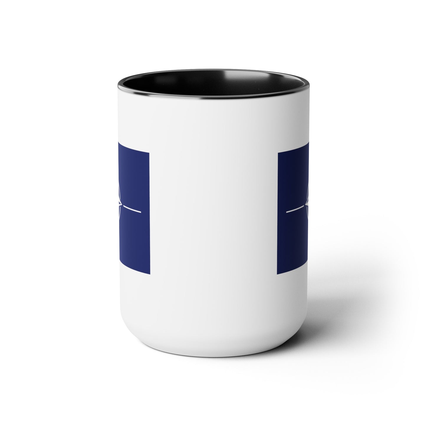 NATO Coffee Mug - Double Sided Black Accent White Ceramic 15oz by TheGlassyLass.com