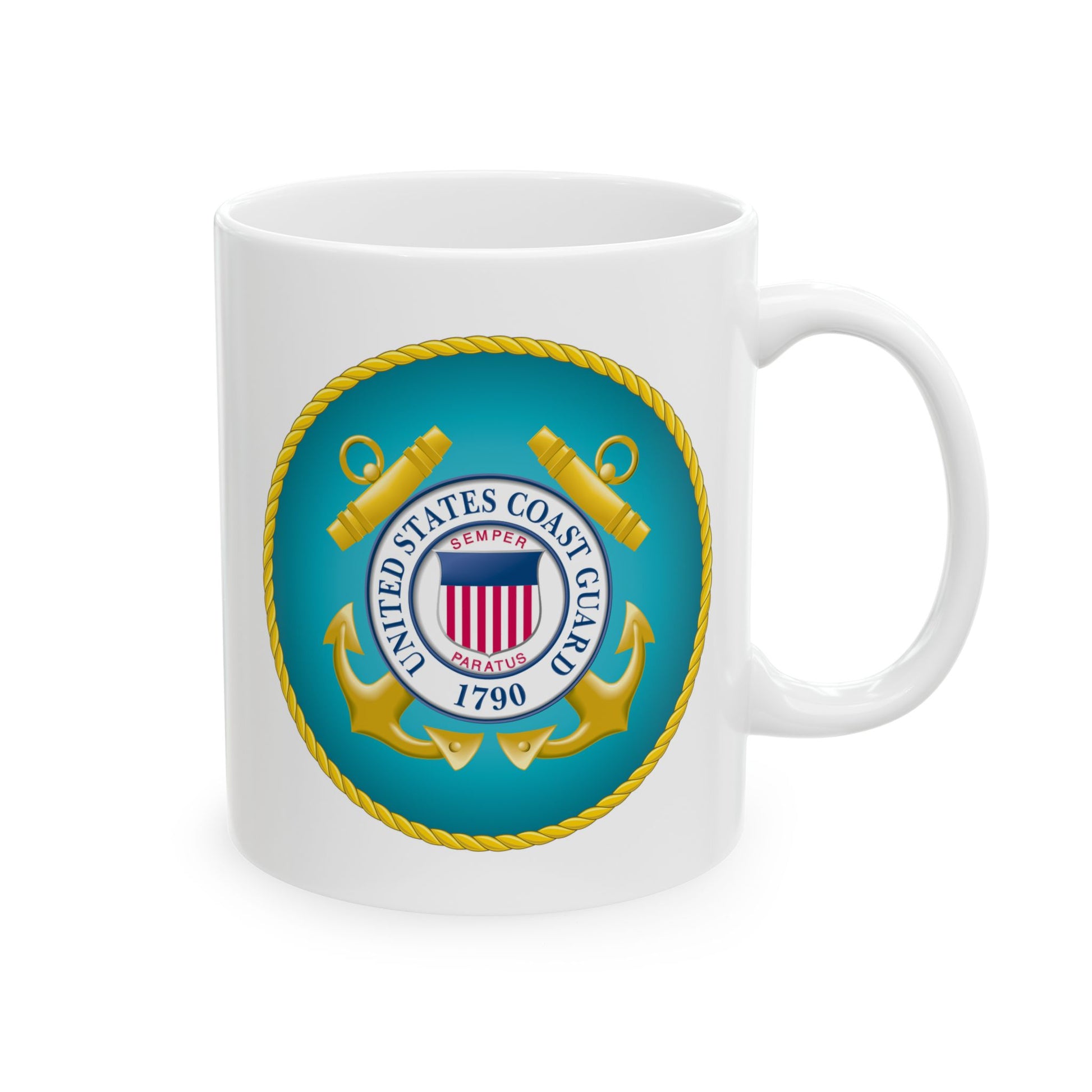 United States Coast Guard Seal Coffee Mug - Double Sided Print, White Ceramic, 11oz by TheGlassyLass.com