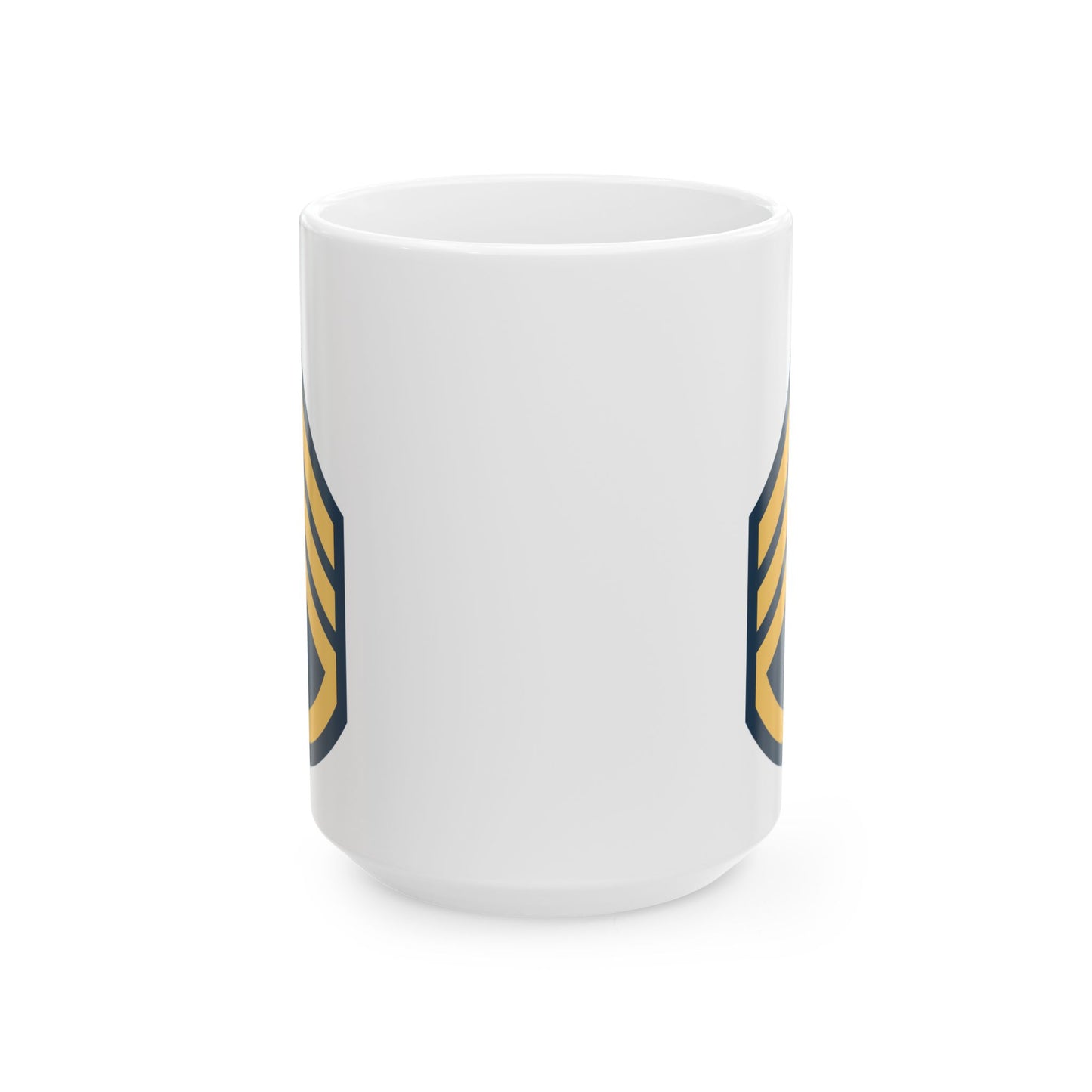 US Army Staff Sergeant (E-6) Stripes Coffee Mug - Double Sided Print, White Ceramic, 15oz by TheGlassyLass.com
