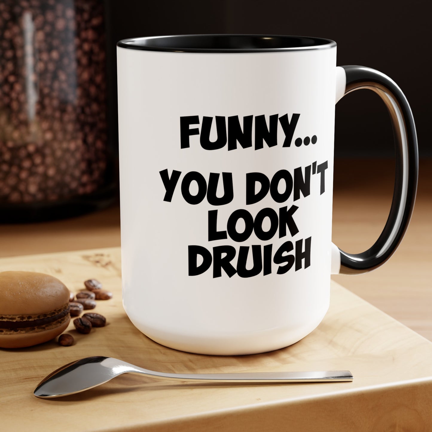 Druish Princess Coffee Mug - Double Sided Black Accent White Ceramic 15oz by TheGlassyLass.com
