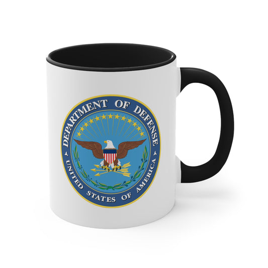 Department of Defense Coffee Mug - Double Sided Black Accent White Ceramic 11oz by TheGlassyLass.com