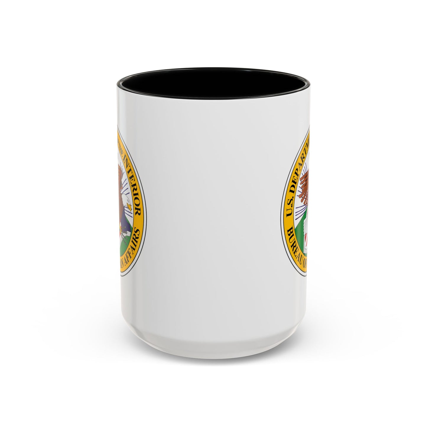 Bureau of Indian Affairs Coffee Mug - Double Sided Print, Black Accent White Ceramic, 15oz by TheGlassyLass.com