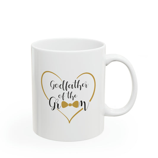 Godfather of the Groom Coffee Mug - Double Sided 11oz White Ceramic by TheGlassyLass.com