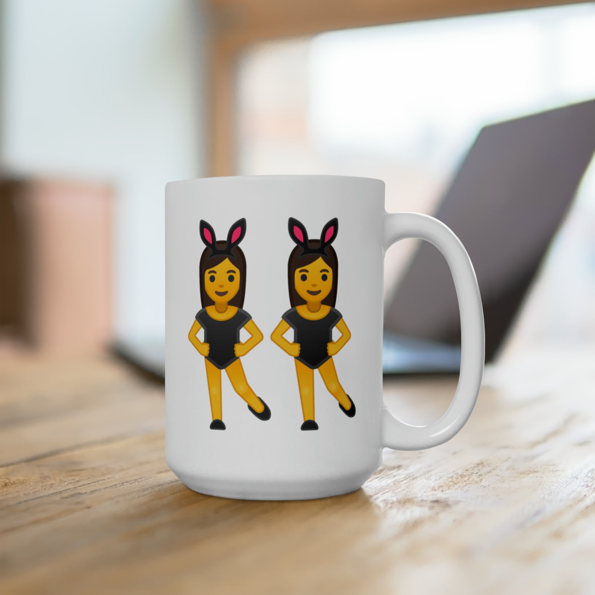 Twins Emoji Coffee Mug - Double Sided White Ceramic 15oz by TheGlassyLass.com