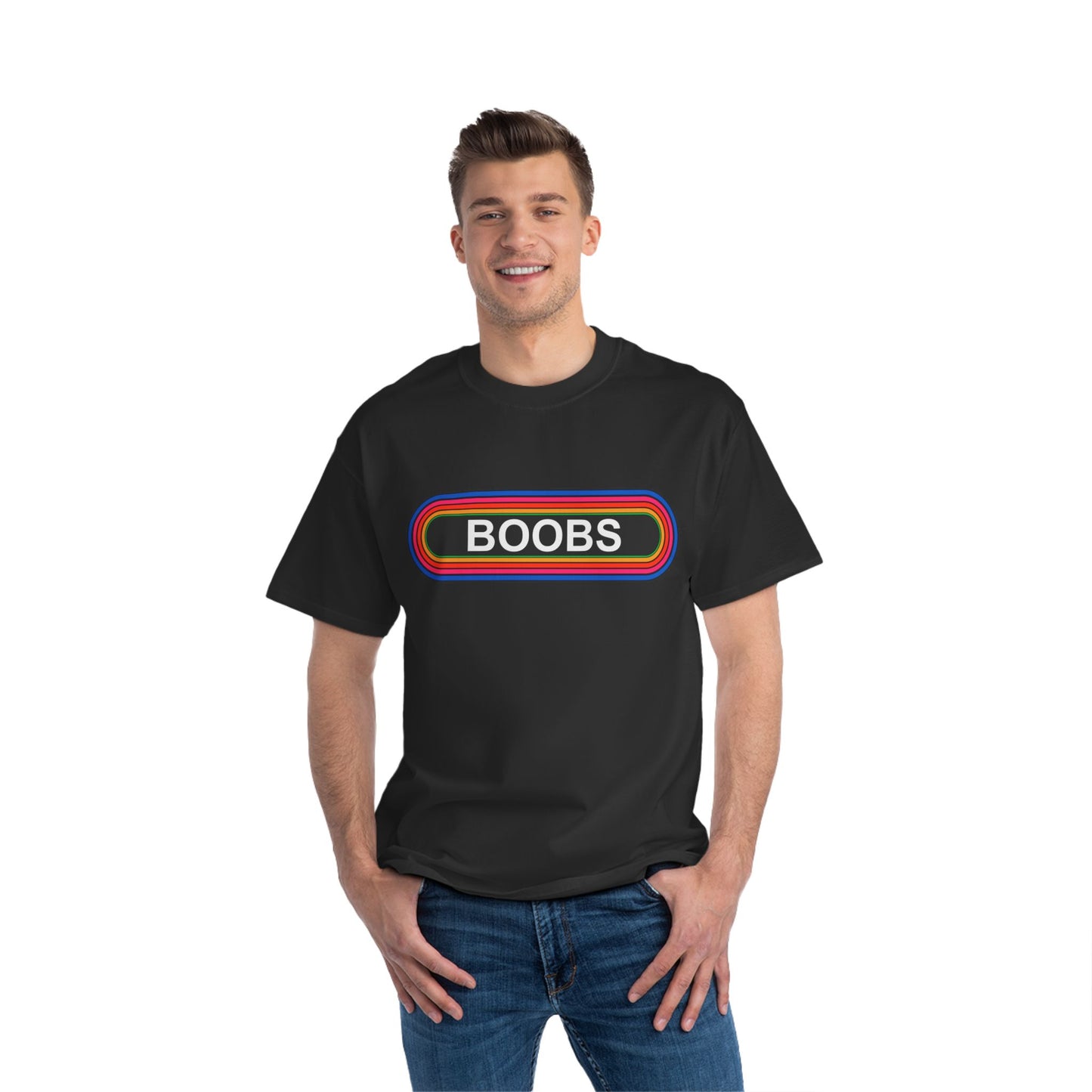 Boobs T-Shirt: (Hanes Beefy-T 100% Preshrunk Cotton Custom Printed by TheGlassyLass.com