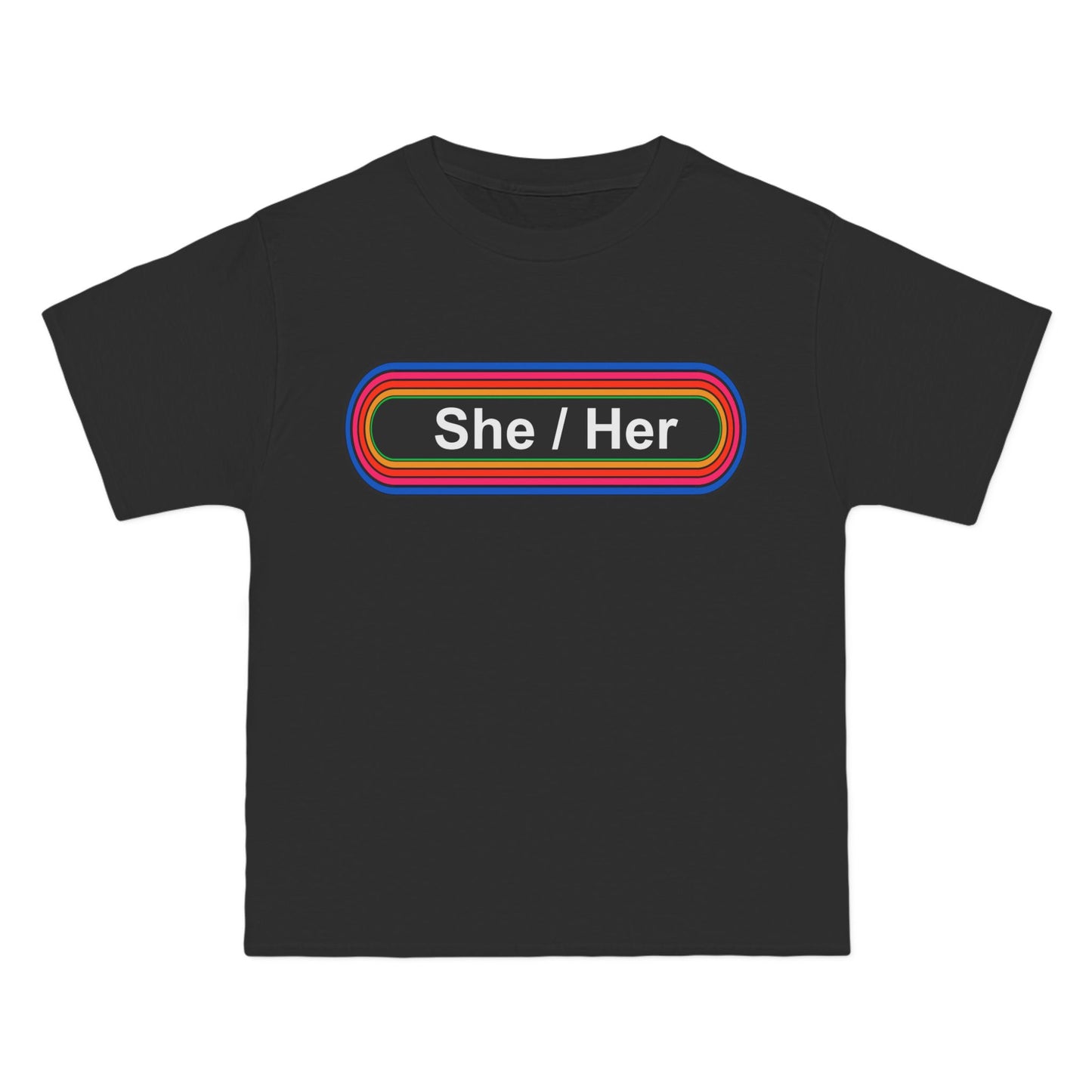 She Her Pronouns T-Shirt: (Hanes Beefy-T 100% Preshrunk Cotton Custom Printed by TheGlassyLass.com