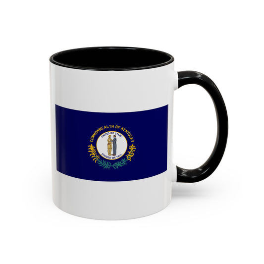 Commonwealth of Kentucky State Flag - Double Sided Black Accent White Ceramic Coffee Mug 11oz by TheGlassyLass.com
