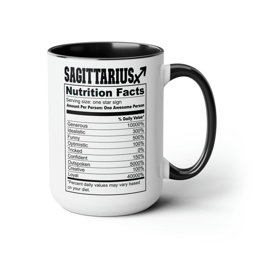 Sagittarius Card Coffee Mug - Double Sided Black Accent Ceramic 15oz by TheGlassyLass.com