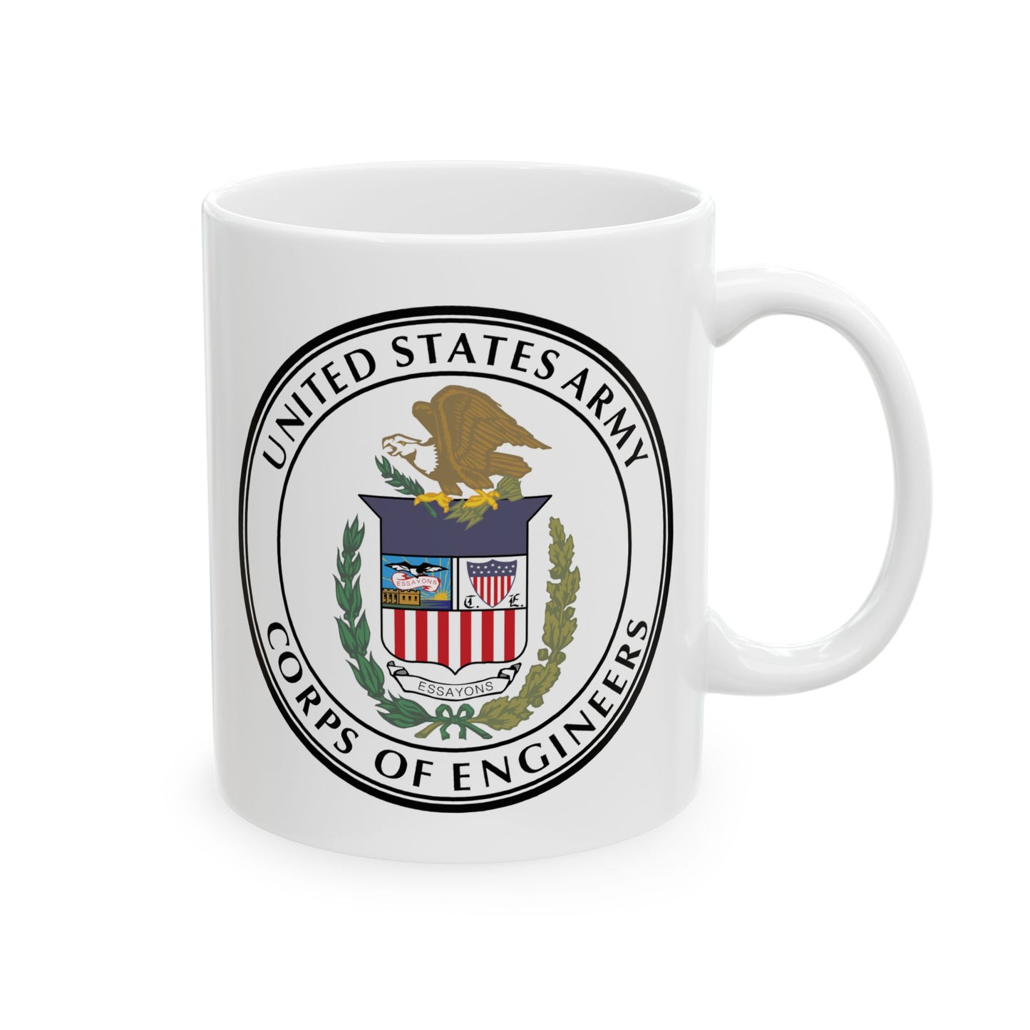 US Army Corps of Engineers Seal Coffee Mug - Double Sided White Ceramic 11oz - by TheGlassyLass.com