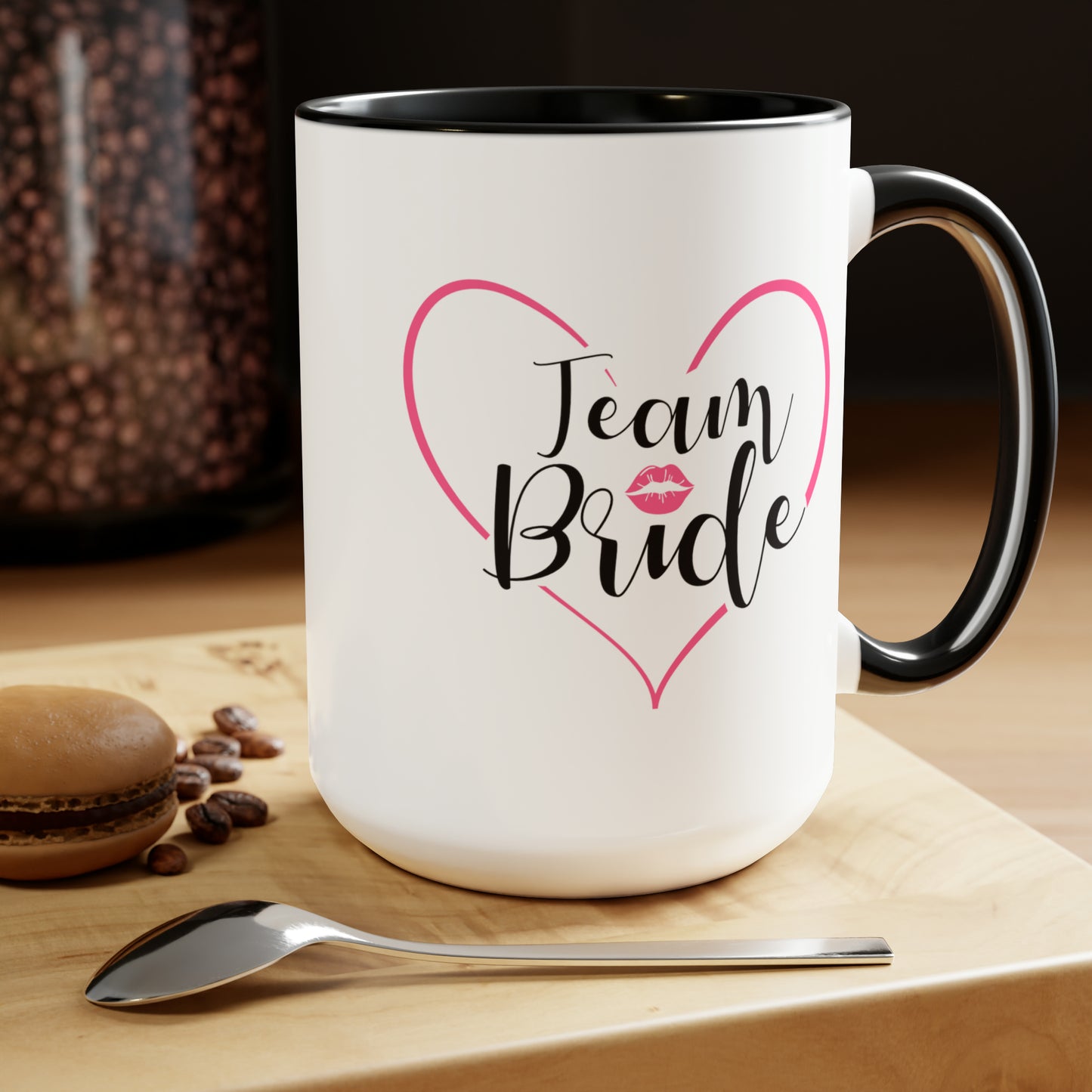 Team Bride Coffee Mug - Double Sided Black Accent Ceramic 15oz by TheGlassyLass.com