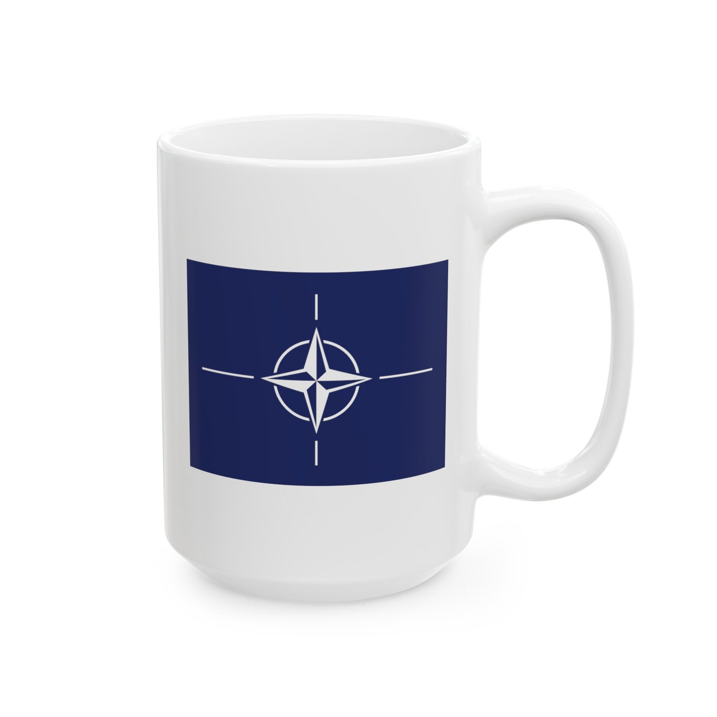 NATO Coffee Mug - Double Sided White Ceramic 15oz by TheGlassyLass.com