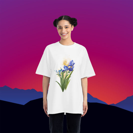Iris Bloom T-Shirt: (Hanes Beefy-T 100% Preshrunk Cotton Custom Printed by TheGlassyLass.com