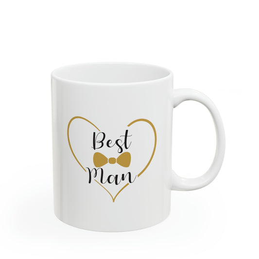 Best Man Coffee Mug - Double Sided 11oz White Ceramic by TheGlassyLass.com