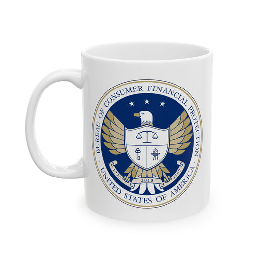 Consumer Financial Protection Bureau Seal Coffee Mug - Double Sided Print, White Ceramic, 11oz by TheGlassyLass.com