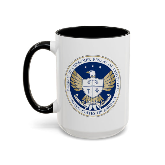 Consumer Financial Protection Bureau Seal Coffee Mug - Double Sided Print, Black Accent White Ceramic, 15oz by TheGlassyLass.com