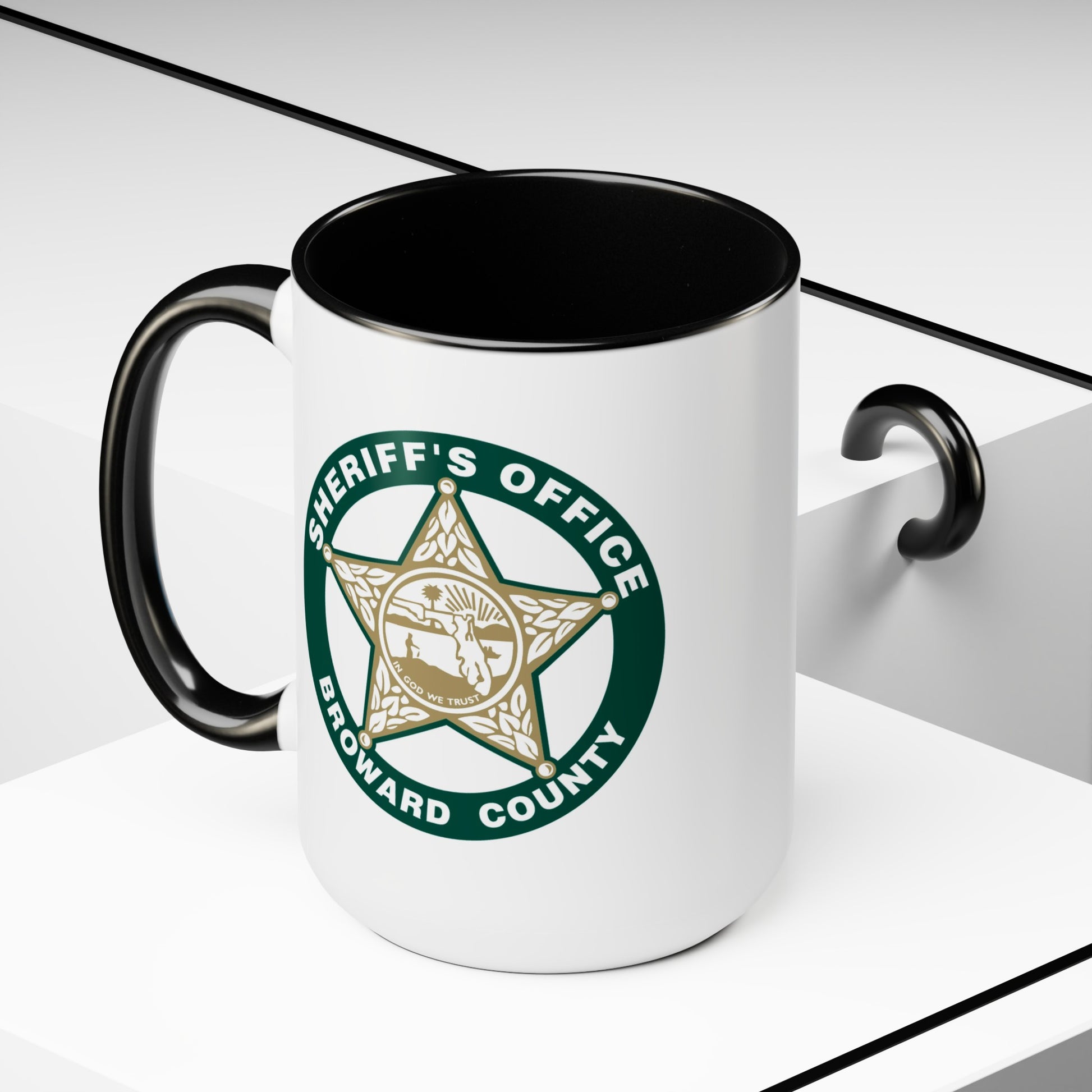 Broward County Sheriff Coffee Mugs - Double Sided Black Accent White Ceramic 15oz by TheGlassyLass.com