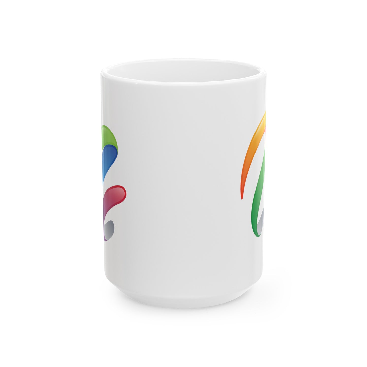 Rainbow Swirl Coffee Mug - Double Sided White Ceramic 15oz by TheGlassyLass.com