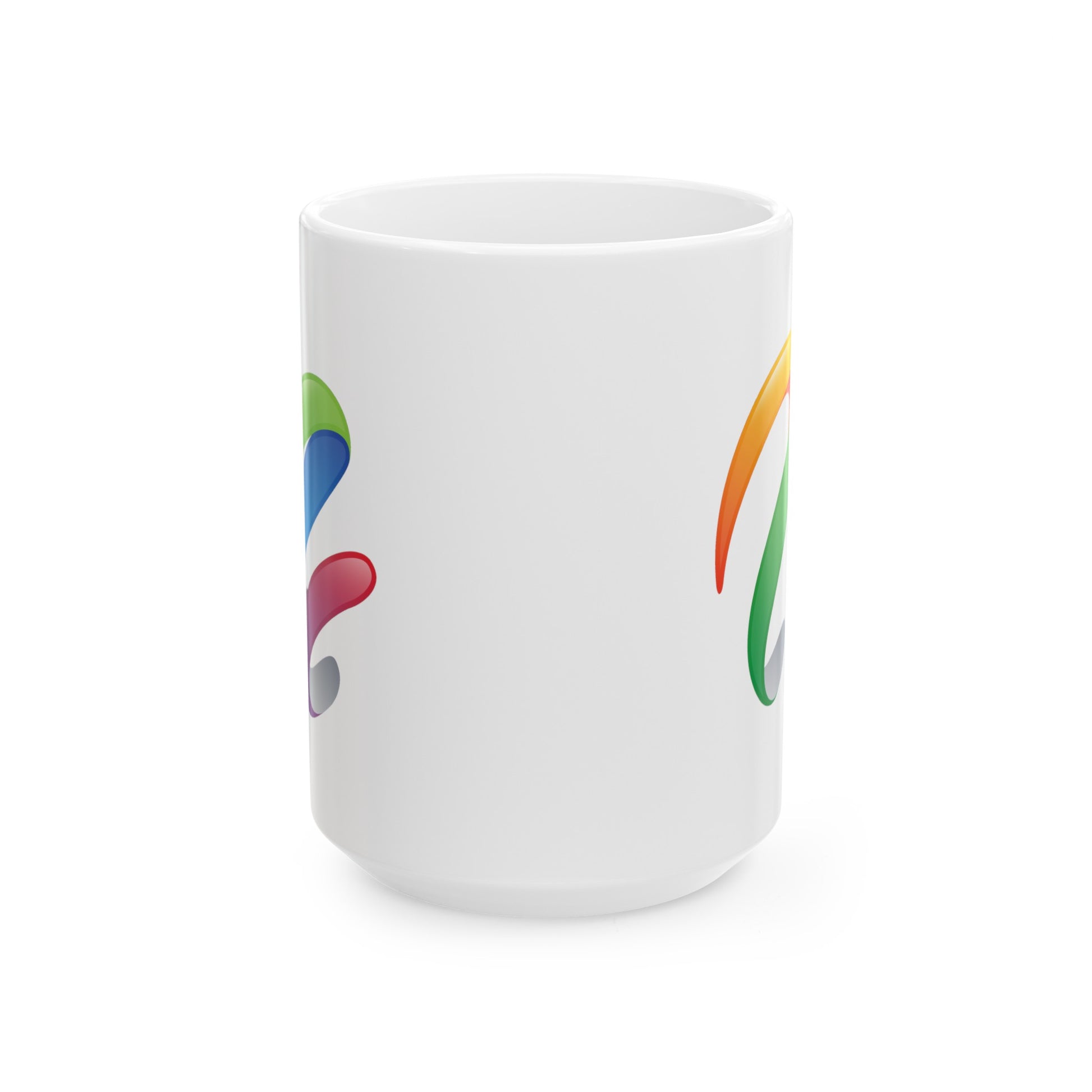 Rainbow Swirl Coffee Mug - Double Sided White Ceramic 15oz by TheGlassyLass.com