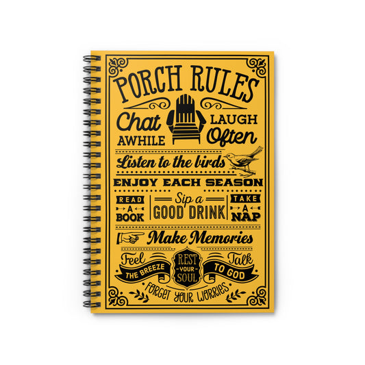 Porch Rules: Spiral Notebook - Log Books - Journals - Diaries - and More Custom Printed by TheGlassyLass.com