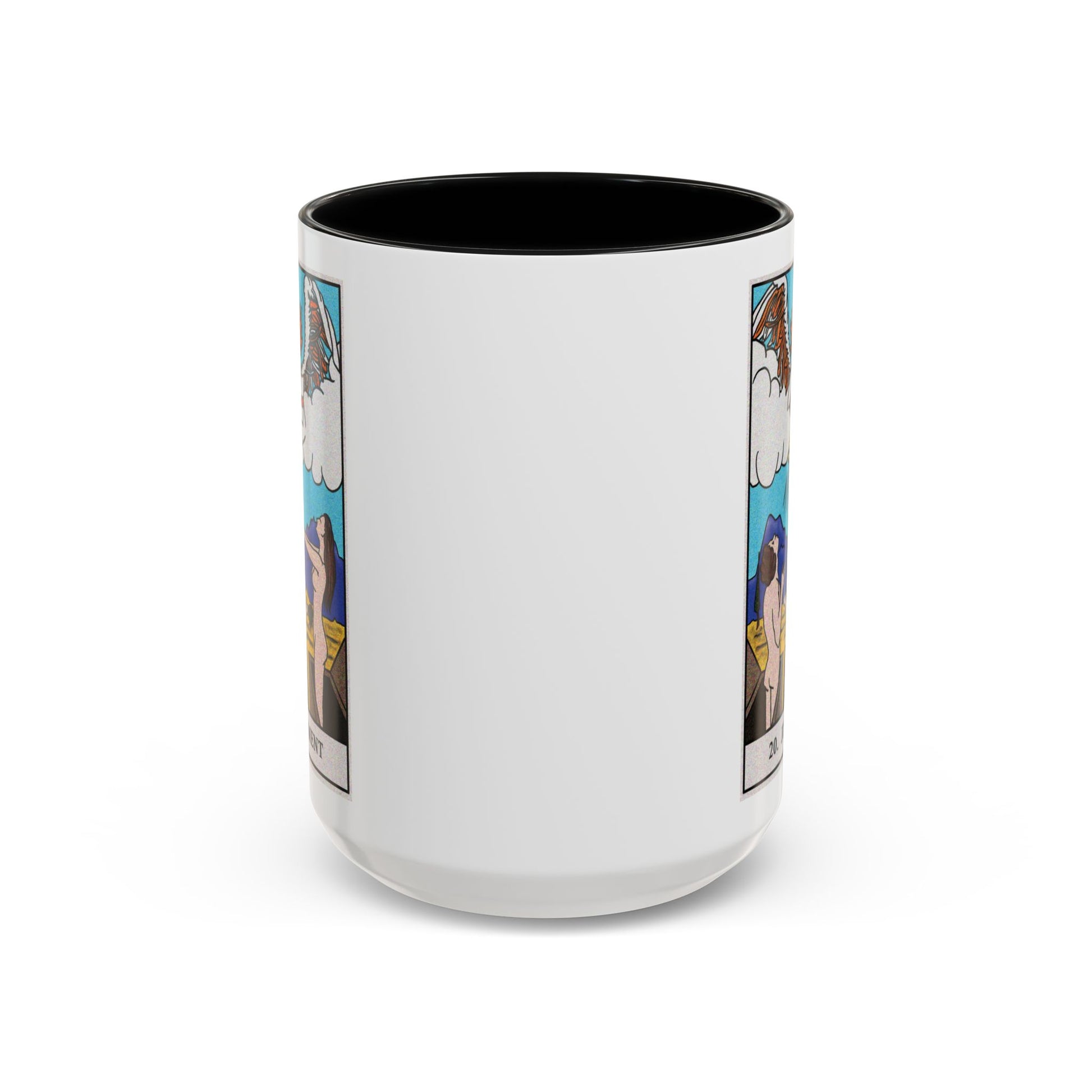 The Judgement Tarot Card Coffee Mug - Double Sided Black Accent White Ceramic 15oz by TheGlassyLass.com