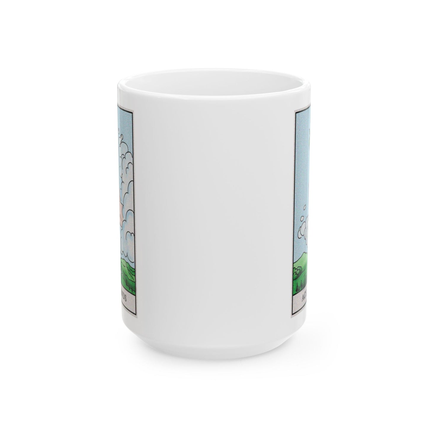 Ace of Wands Tarot Card Coffee Mug - Double Sided White Ceramic 15oz by TheGlassyLass.com