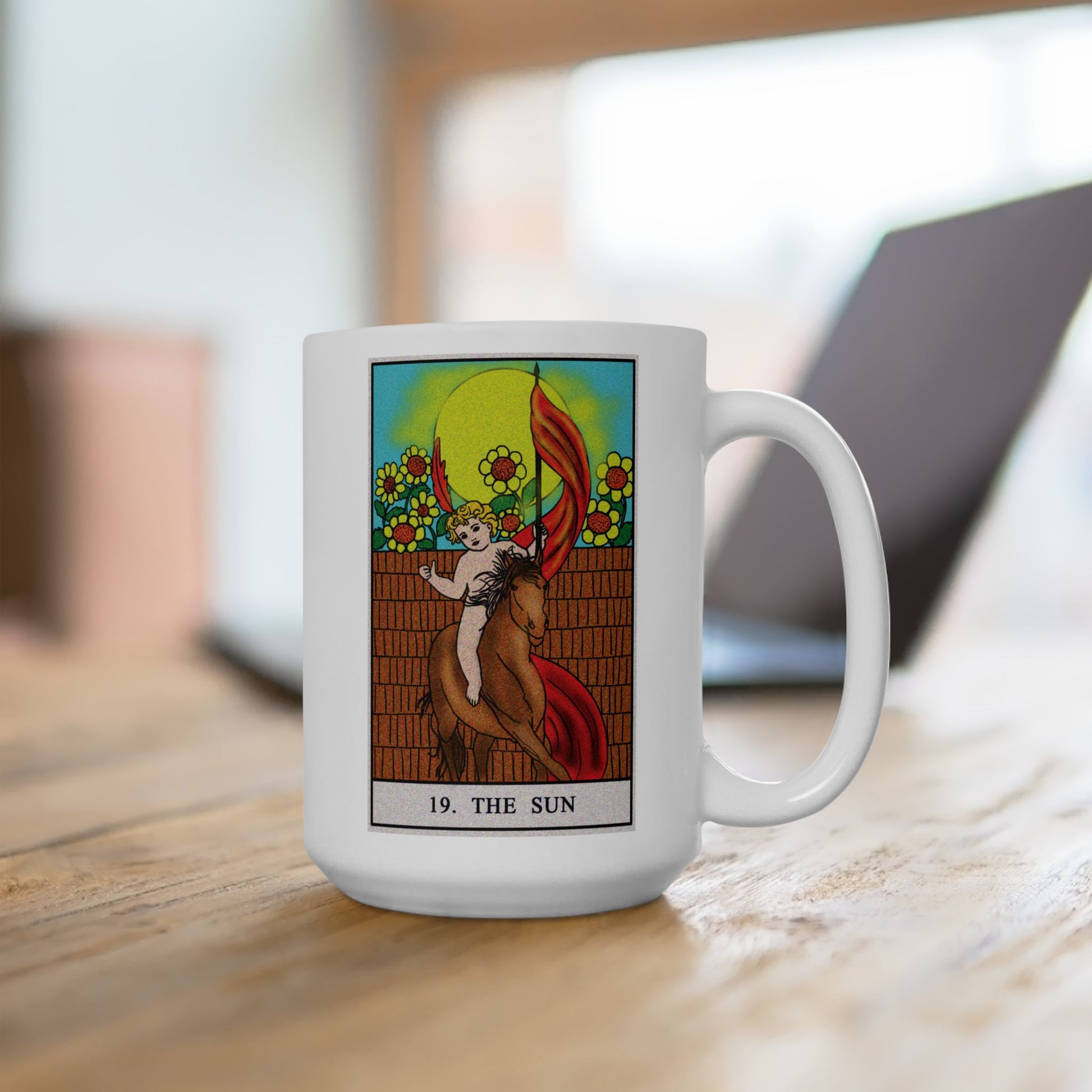 The Sun Tarot Card Coffee Mug - Double Sided White Ceramic 15oz by TheGlassyLass.com