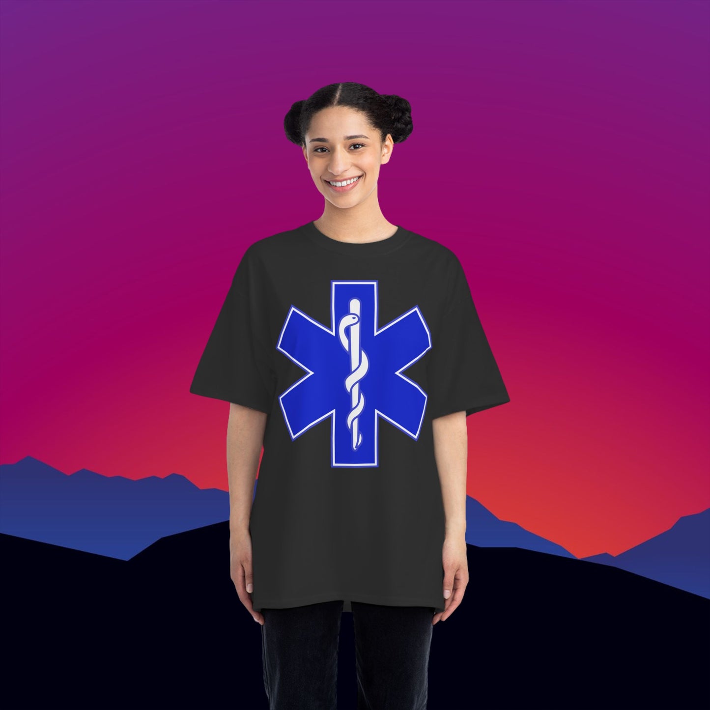 EMS Emergency Medical Service T-Shirt: (Hanes Beefy-T 100% Preshrunk Cotton Custom Printed by TheGlassyLass.com