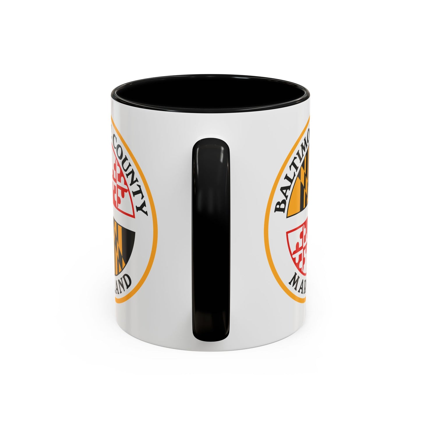 Baltimore County Seal Coffee Mug - Double Sided Print, Black Accent White Ceramic, 11oz by TheGlassyLass.com