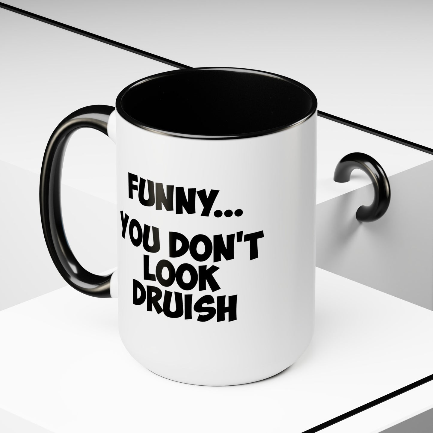 Druish Princess Coffee Mug - Double Sided Black Accent White Ceramic 15oz by TheGlassyLass.com