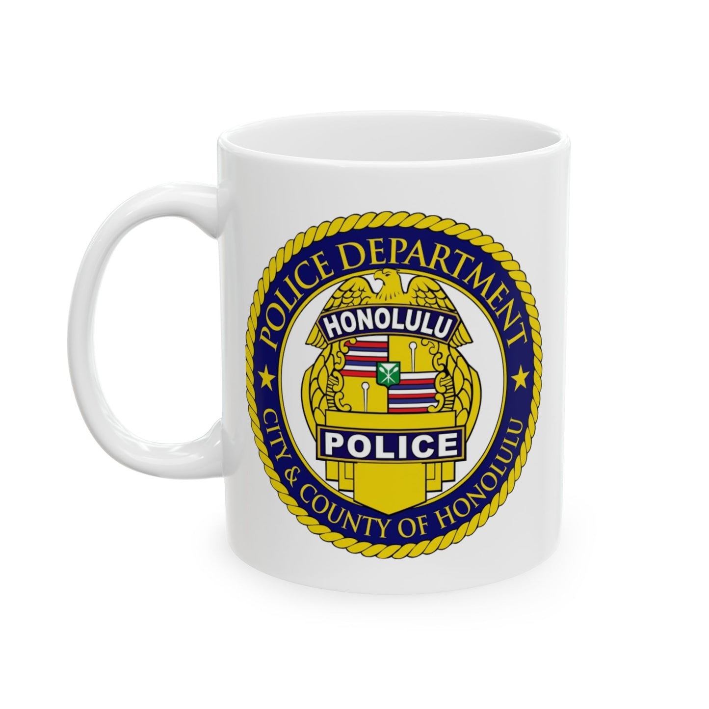 Honolulu Police Department Coffee Mug - Double Sided Print, White Ceramic, 11oz by TheGlassyLass.com