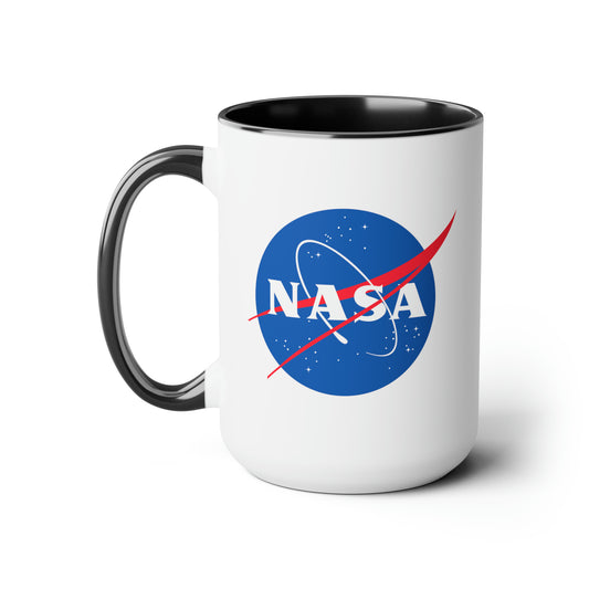 NASA Seal Coffee Mug - Double Sided Black Accent White Ceramic 15oz by TheGlassyLass