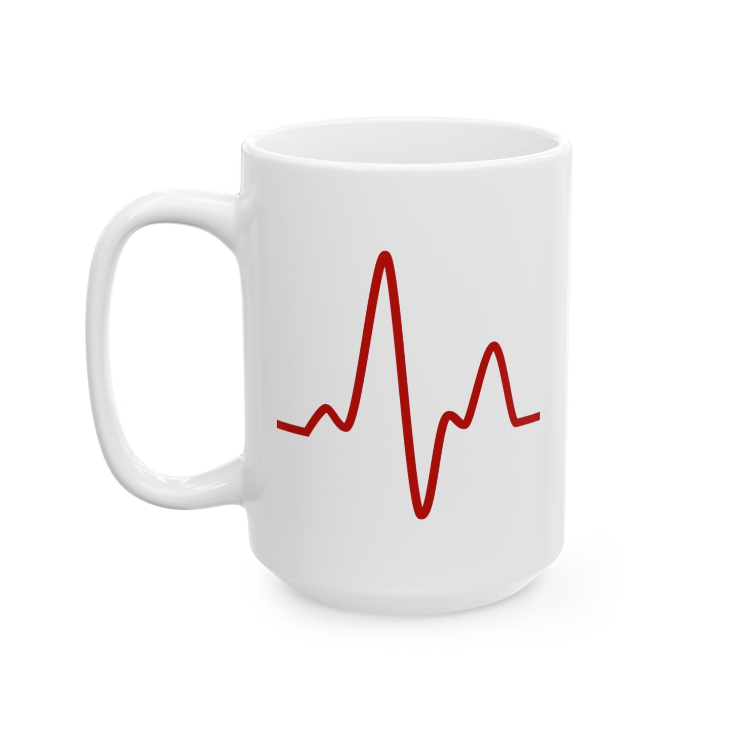 Sine Wave Coffee Mug - Double Sided White Ceramic 15oz by TheGlassyLass.com