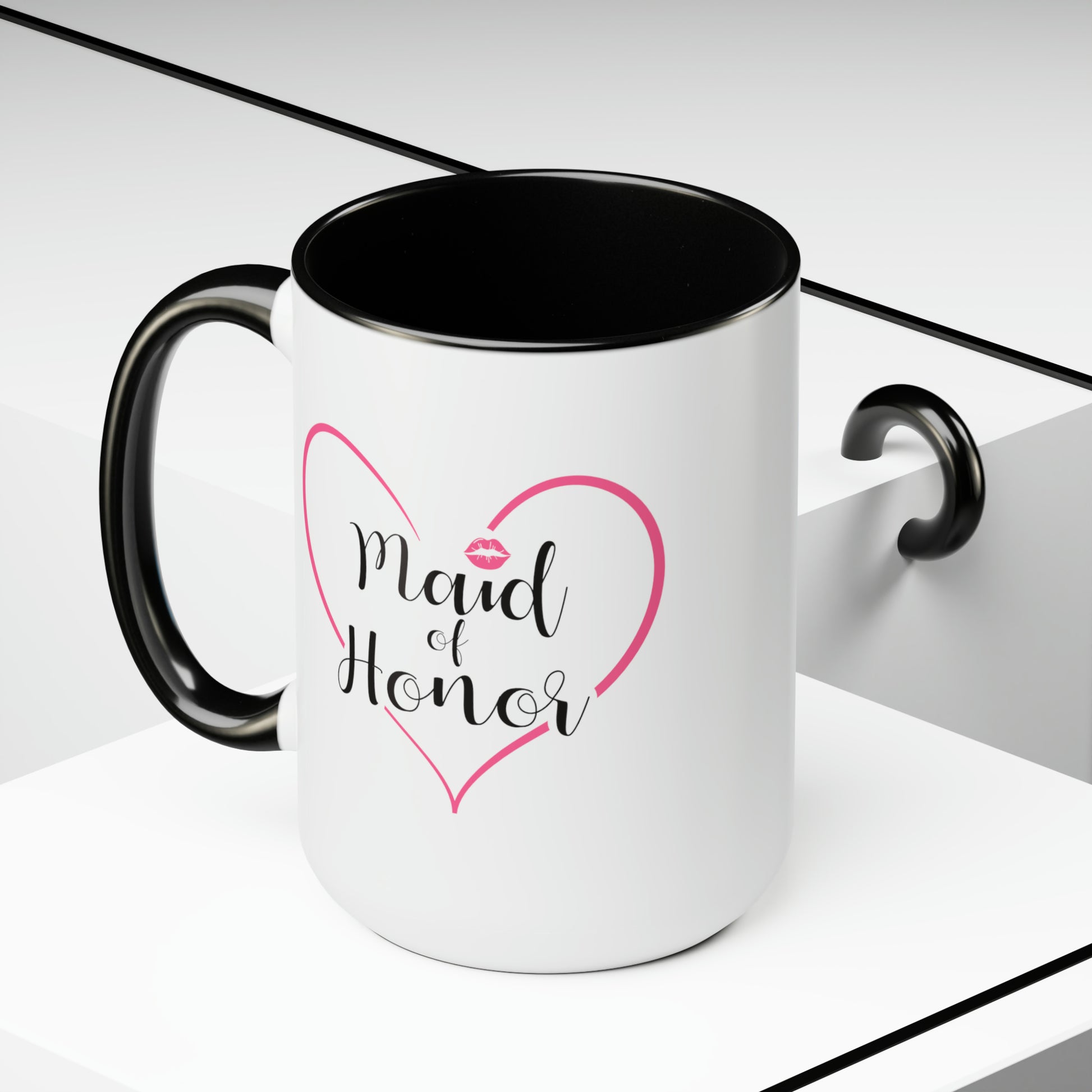 Maid of Honor Coffee Mug - Double Sided Black Accent Ceramic 15oz by TheGlassyLass.com