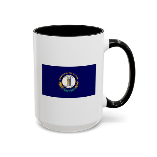 Commonwealth of Kentucky State Flag - Double Sided Black Accent White Ceramic Coffee Mug 15oz by TheGlassyLass.com