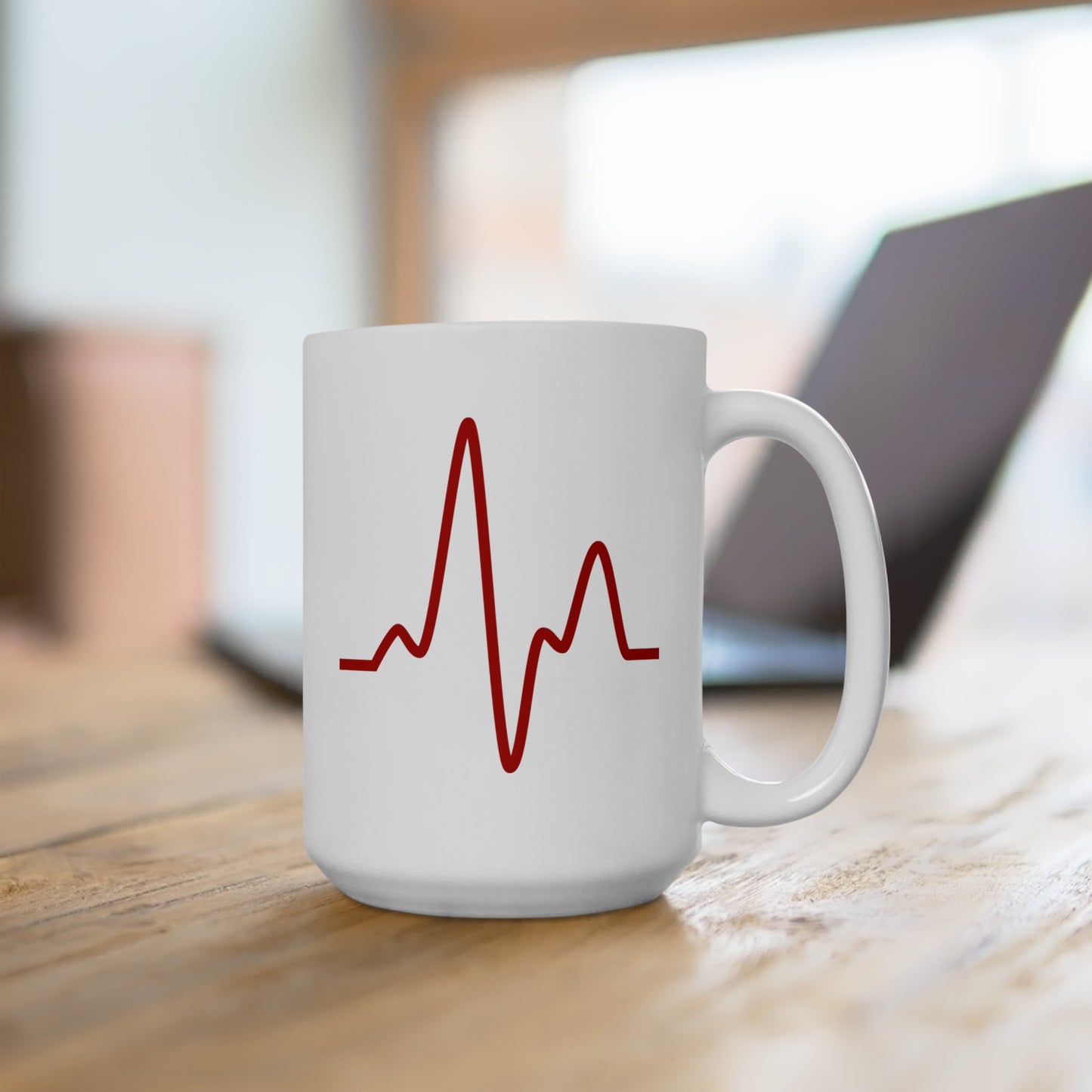 Sine Wave Coffee Mug - Double Sided White Ceramic 15oz by TheGlassyLass.com