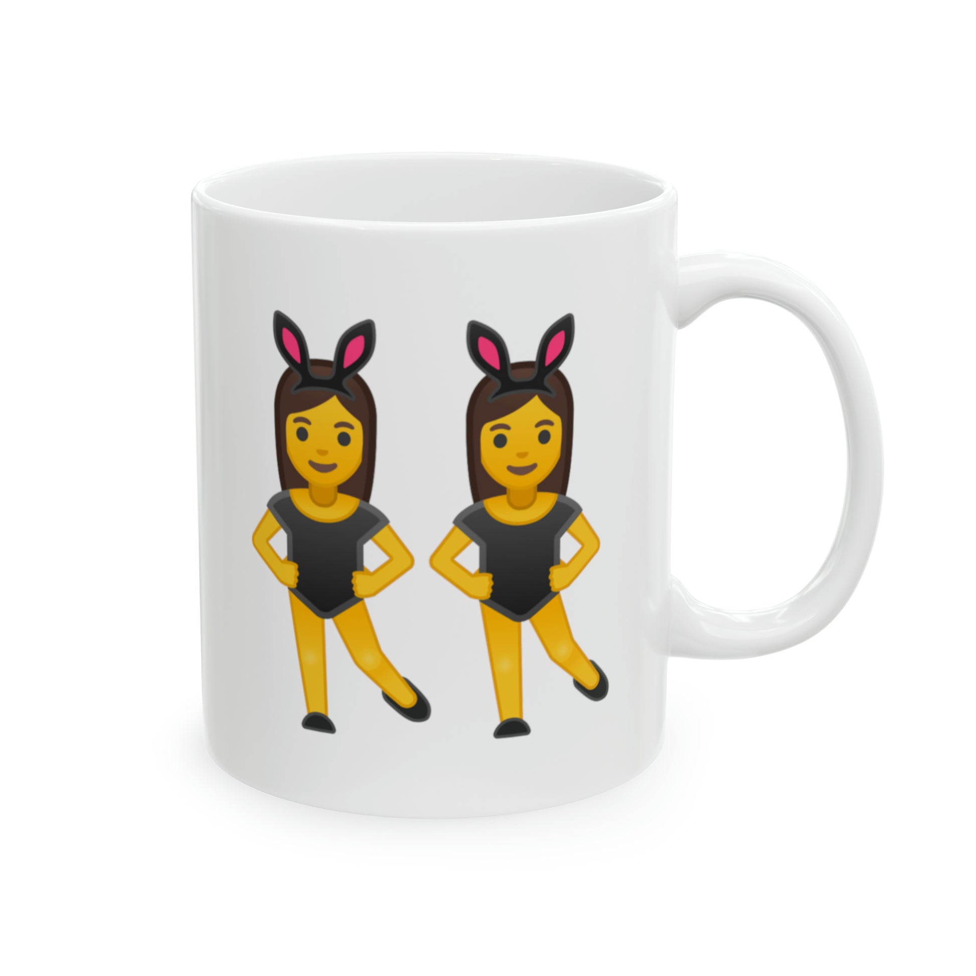 Twins Emoji Coffee Mug - Double Sided White Ceramic 11oz by TheGlassyLass,com