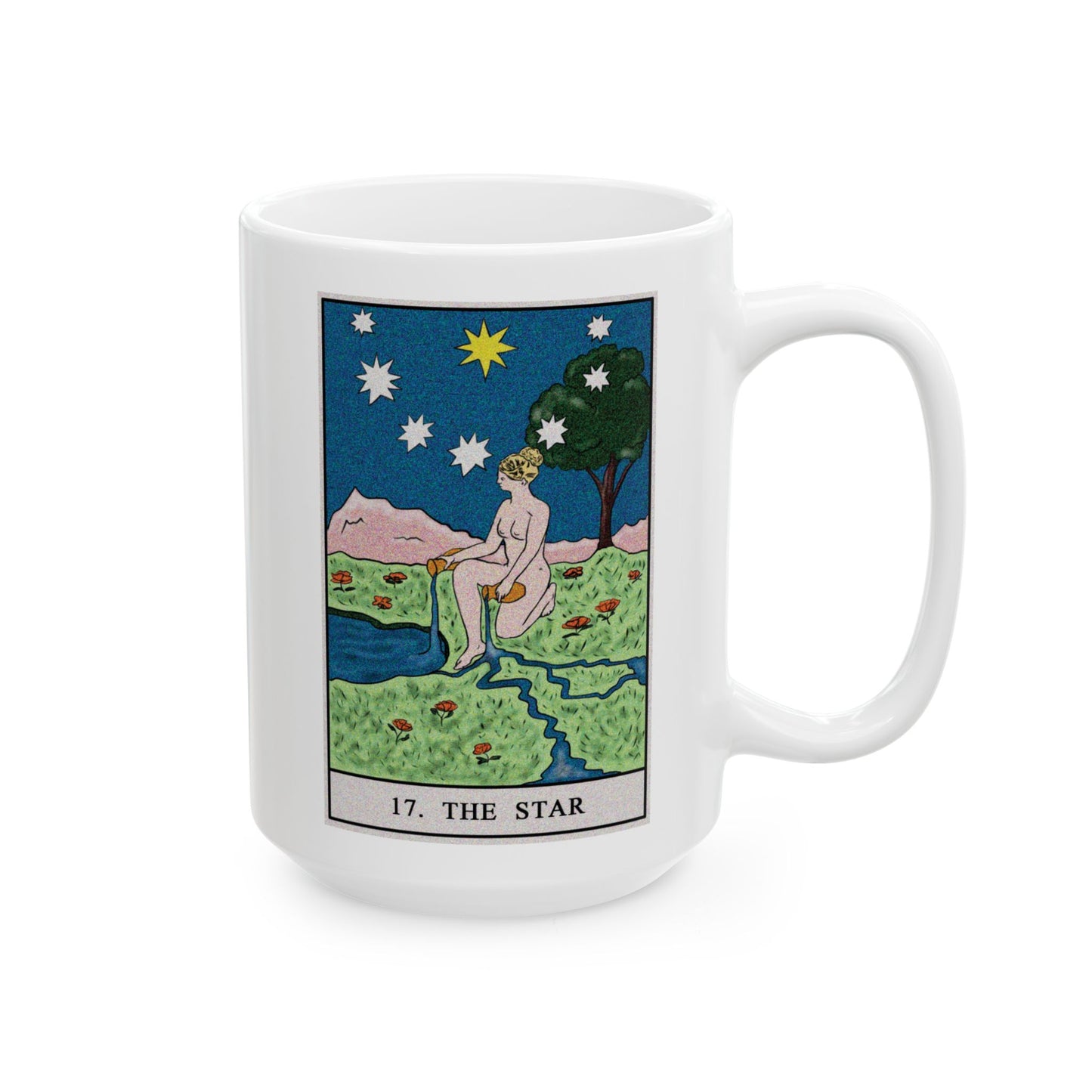The Star Tarot Card Coffee Mug - Double Sided White Ceramic 15oz by TheGlassyLass.com