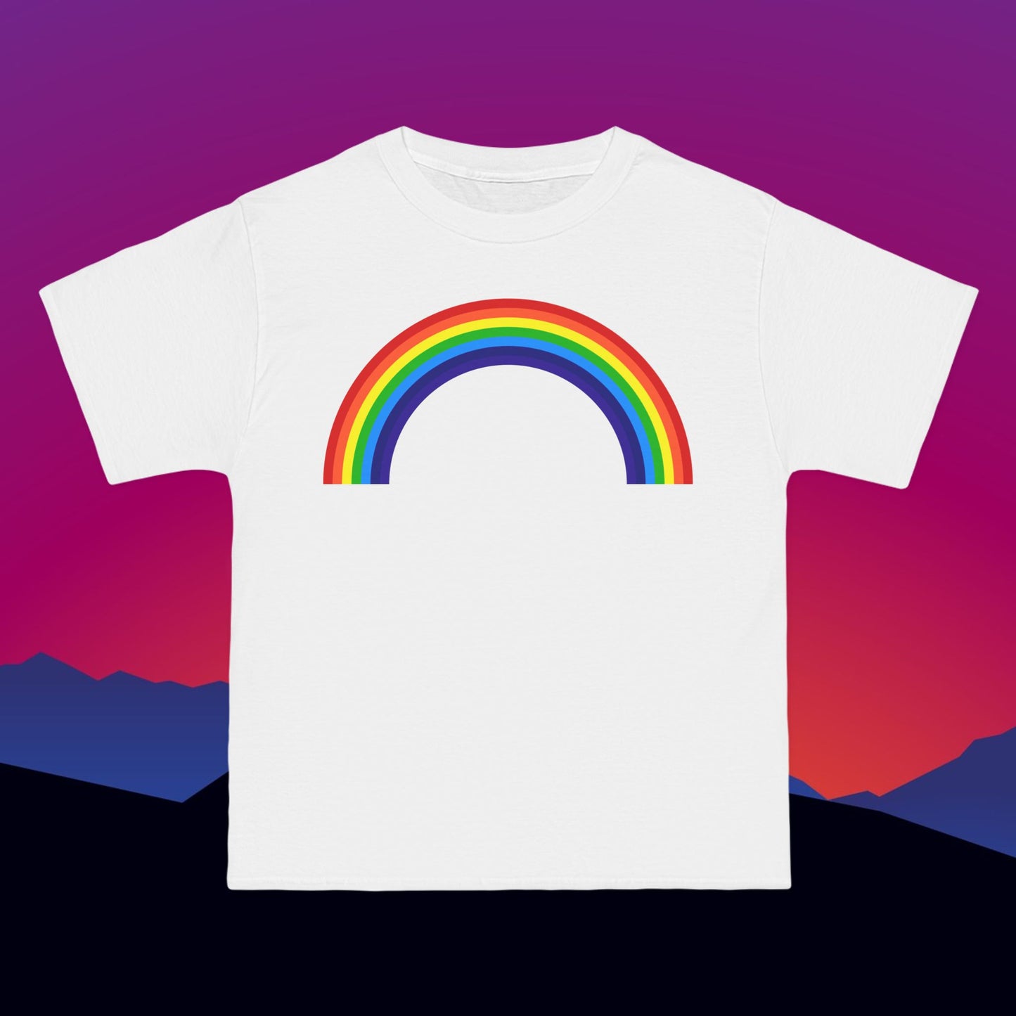 Rainbow T-Shirt: (Hanes Beefy-T 100% Preshrunk Cotton Custom Printed by TheGlassyLass.com