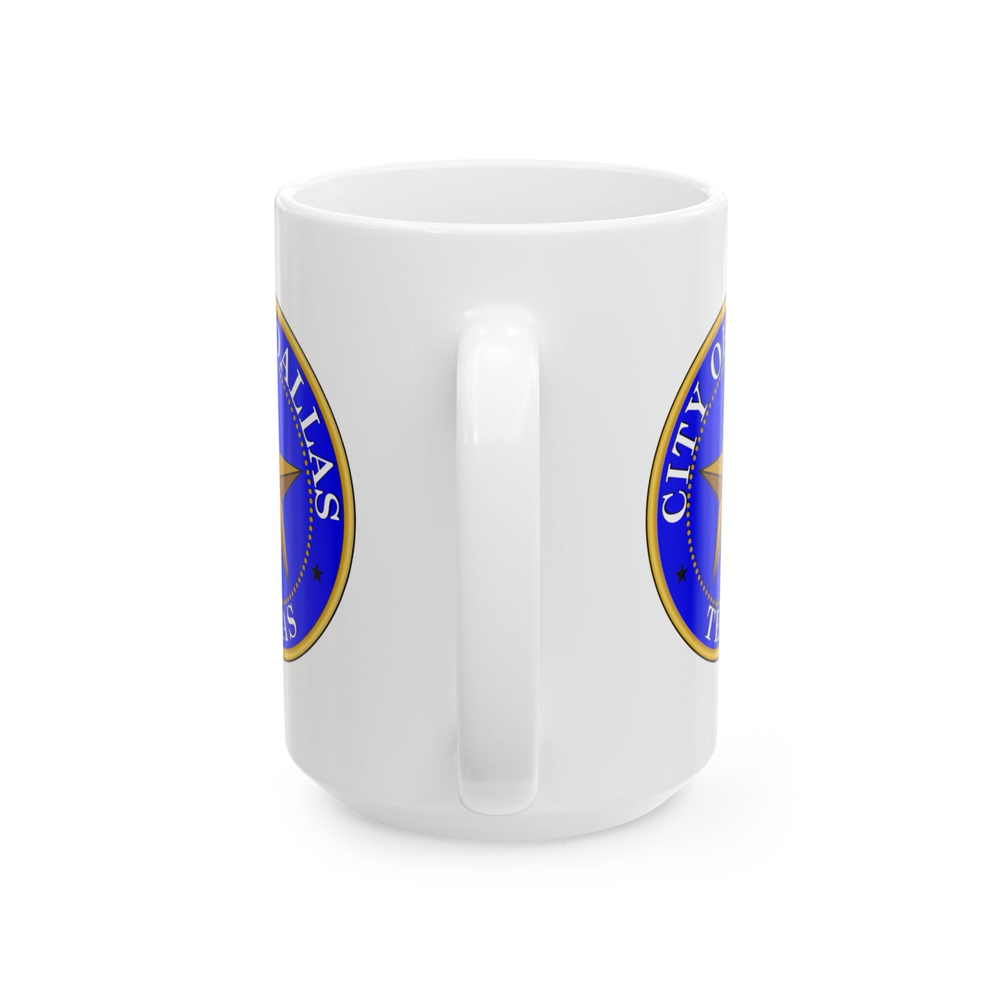 City of Dallas Coffee Mug - Double Sided Print, White Ceramic, 15oz by TheGlassyLass.com