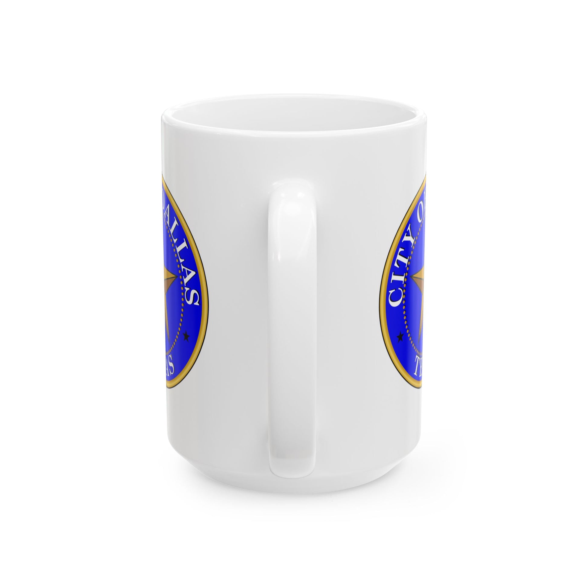 City of Dallas Coffee Mug - Double Sided Print, White Ceramic, 15oz by TheGlassyLass.com
