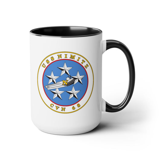 USS Nimitz Coffee Mug - Double Sided Black Accent White Ceramic 15oz by TheGlassyLass.com