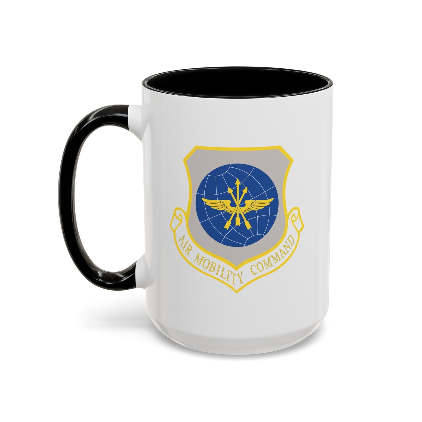 US Air Force Air Mobility Command - Double Sided Black Accent White Ceramic Coffee Mug 15oz by TheGlassyLass.com