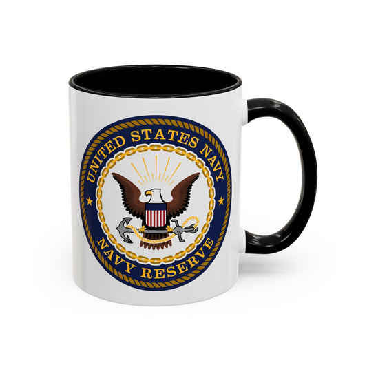 United States Navy Reserve Seal - Double Sided Black Accent White Ceramic Coffee Mug 11oz by TheGlassyLass.com
