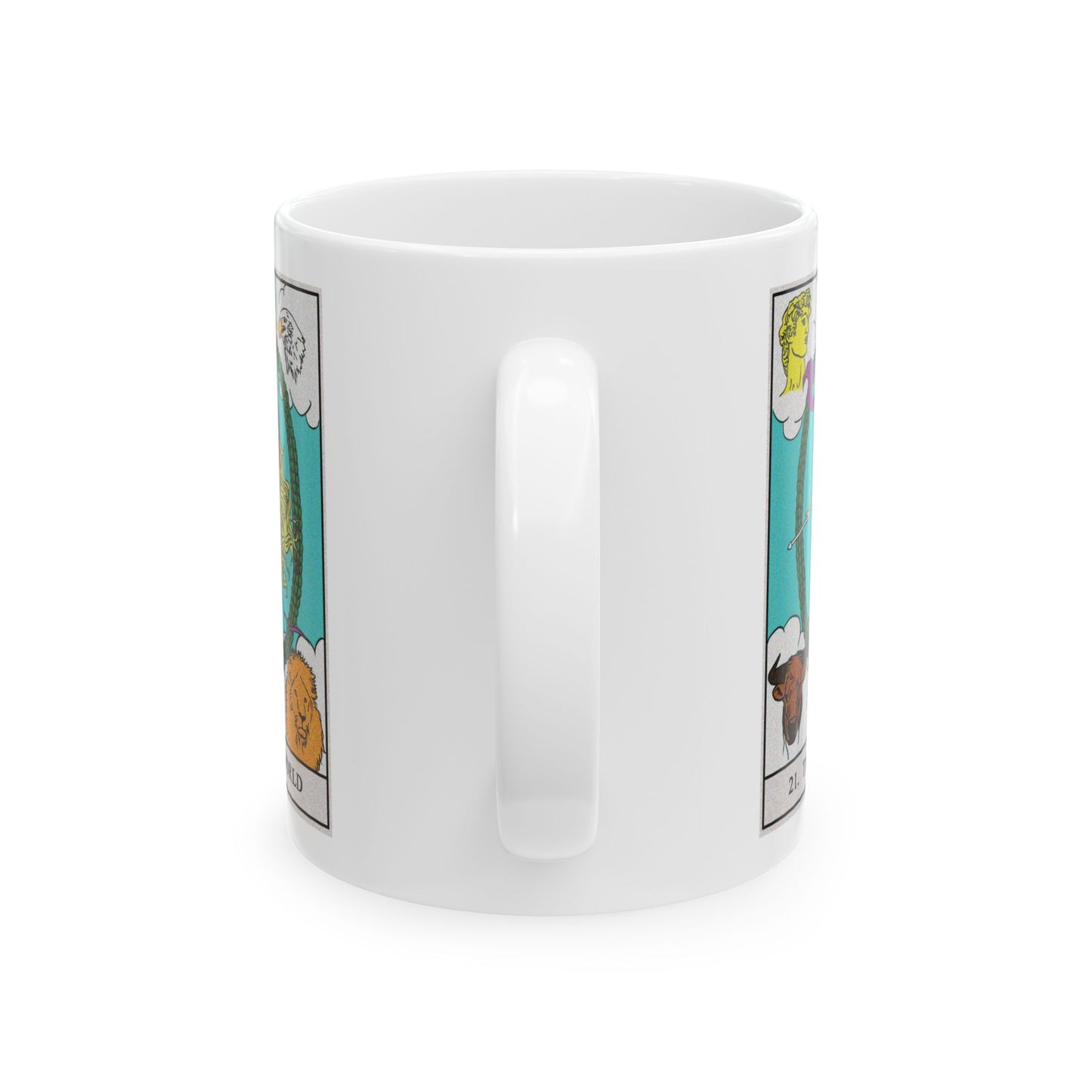 The World Tarot Card Coffee Mug - Double Sided Print, White Ceramic, 11oz by TheGlassyLass