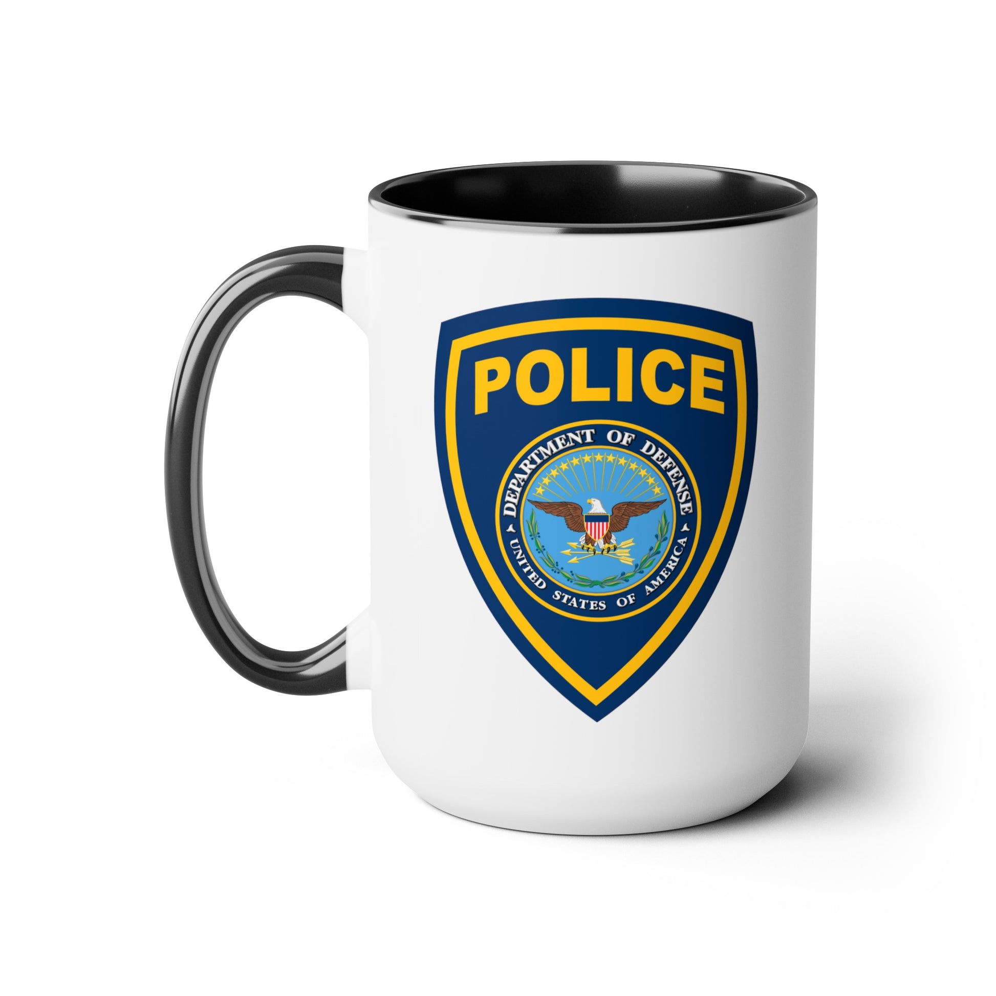 DoD Police Coffee Mug - Double Sided Black Accent White Ceramic 15oz by TheGlassyLass.com