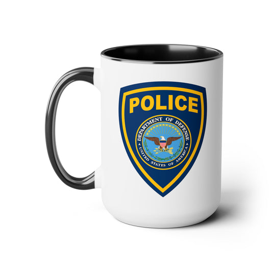 DoD Police Coffee Mug - Double Sided Black Accent White Ceramic 15oz by TheGlassyLass.com