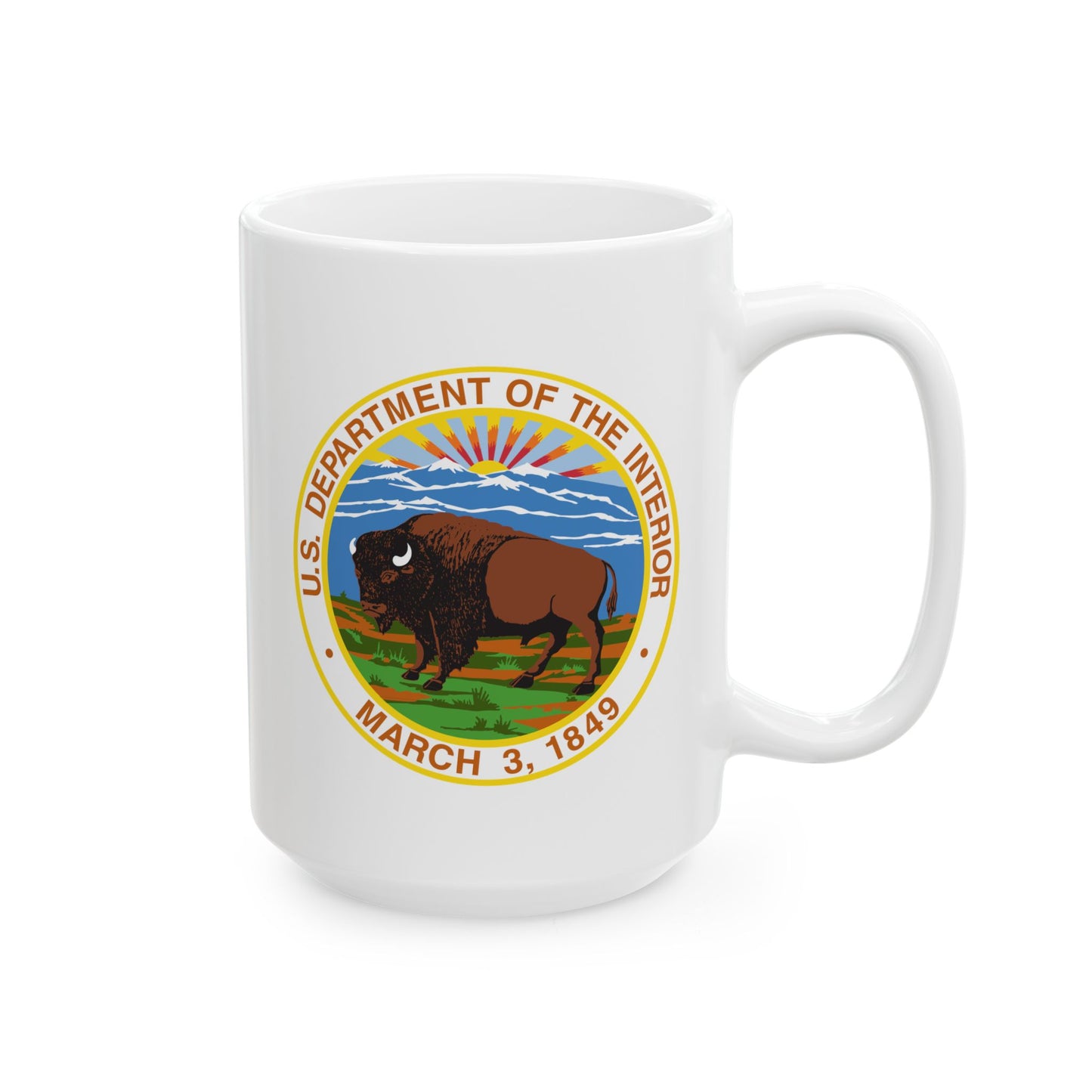 US Department of the Interior Coffee Mug - Double Sided Print, White Ceramic, 15oz by TheGlassyLass.com